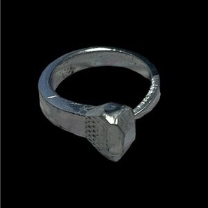 Silver Metal Modern Ring. Size 6 1/4. Pre Owned